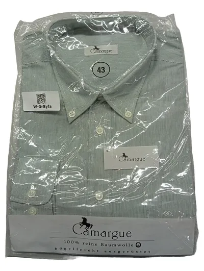 Camargue Herren Business Hemd Grün Gestreift Langarm Baumwolle Gr. 52 XL