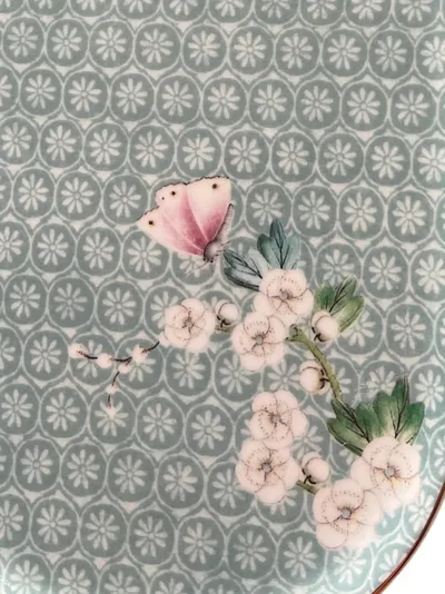 Pip Studio Serviertablett Dekoteller Porzellan Blau Schmetterling Blumen 25x11cm