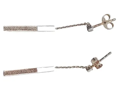 Fossil Stab-Ohrringe Kette Damen Silber Modern Struktur Glitzer 5cm