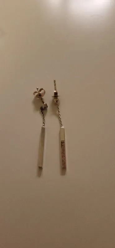 Fossil Stab-Ohrringe Kette Damen Silber Modern Struktur Glitzer 5cm