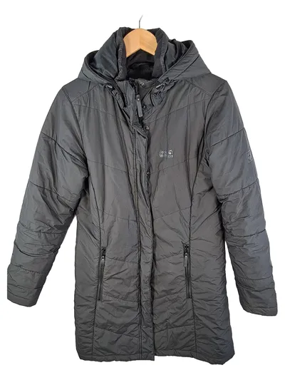 Jack Wolfskin Steppjacke Damen Grau Kapuze Outdoor Gr. S/36