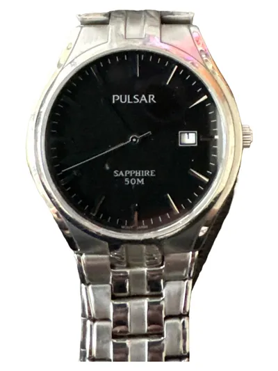 Pulsar Sapphire 50M Herren Armbanduhr Klassisch Edelstahl Silber Alltag