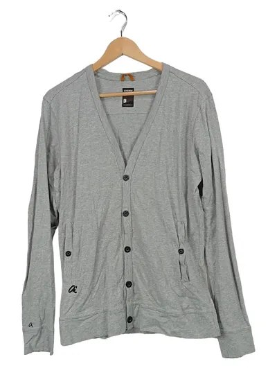 CHASIN' Herren Cardigan Strickjacke Gr. L Grau Baumwolle V-Ausschnitt