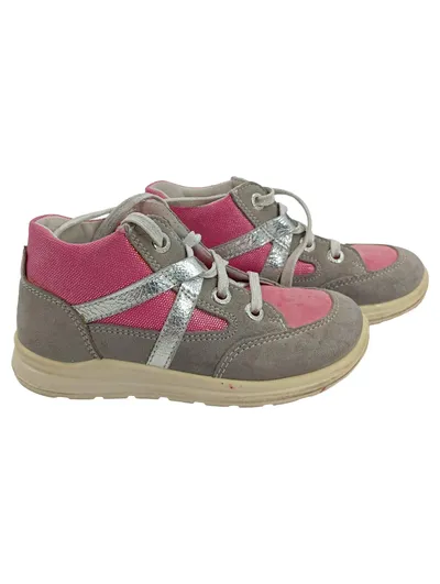 Superfit Mädchen Schuhe Sneaker Größe 26 Grau Pink Silber Schnürung Wildleder