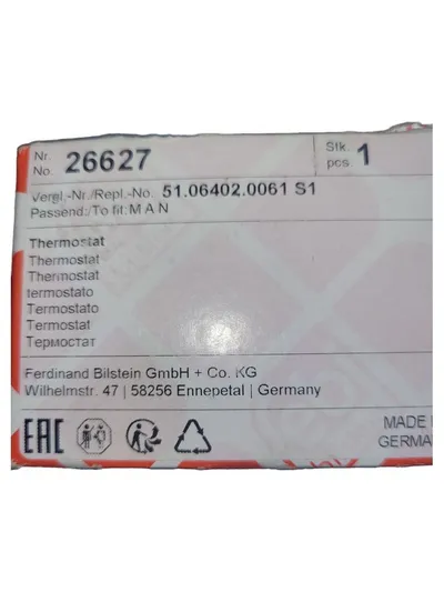 febi bilstein Thermostat 26627 MAN LKW 51.06402.0061 Silber