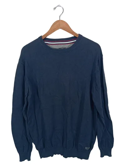 Kitaro Herren Pullover Gr. 50/L Blau Baumwolle Casual