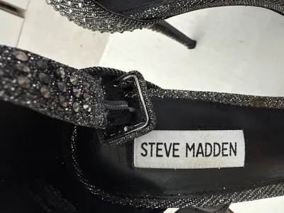 Steve Madden Damen Sandaletten Gr. 38 Grau Strass High Heels Glamourös