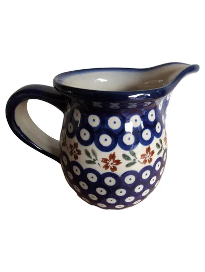 Bolesławiec Karaffe Blau Blumen Keramik Handgemacht 14.5cm Traditionell
