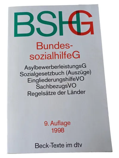 BSHG AsylbLG SGB Auszüge Gesetzbuch Sozialrecht 9. Auflage 1998