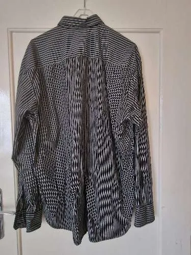 Tom Tailor Herren Freizeithemd Gestreift Schwarz Weiß Gr. XXL Langarm