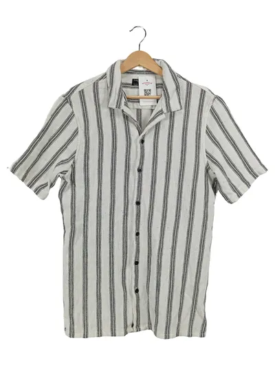 Piazza Italia Herren Freizeithemd gestreift Gr. 50/L Kurzarm Casual
