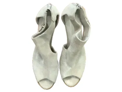 Maripé Damen Sandaletten Gr. 39 Grau Leder Blockabsatz Made in Italy