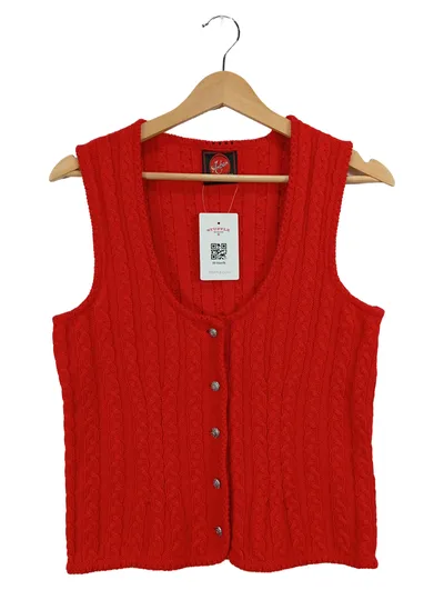 Huber Arber Damen Trachtenweste Strickweste Rot Gr. 44 Traditionell Zopfmuster