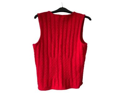 Huber Arber Damen Trachtenweste Strickweste Rot Gr. 44 Traditionell Zopfmuster
