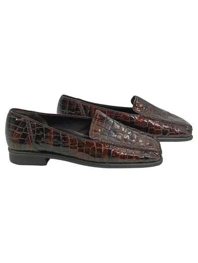 Gabor Damen Slipper Loafer Gr. 38 Braun Kroko-Optik Elegant