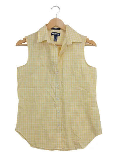 LANDS' END Damen Freizeithemd kariert ärmellos Gelb Gr. 34/XS