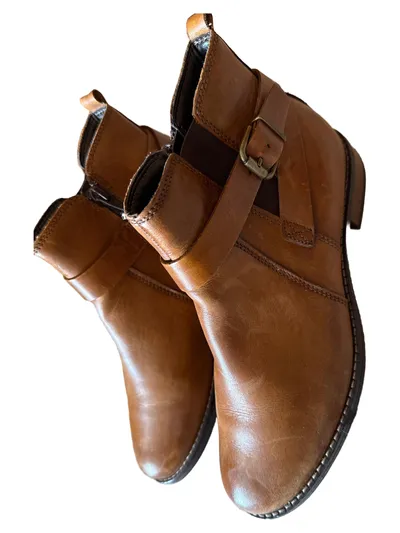 5th Avenue Damen Stiefeletten Leder Braun Gr. 37 Casual Schnalle