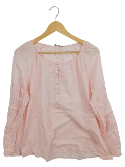 TAIFUN Damen Bluse Rosa Langarm Uni Baumwolle Freizeit Gr. 42 XL