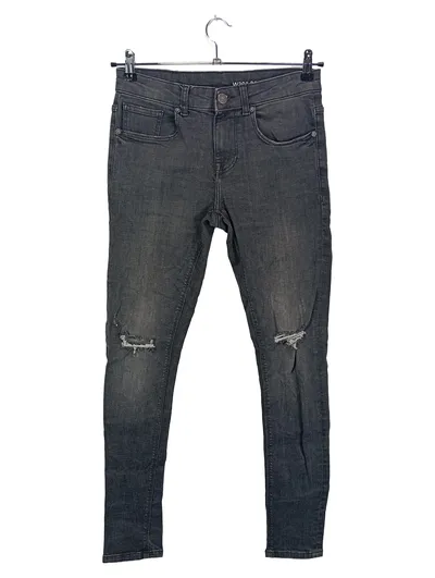Denim Co Herren Jeans Slim Fit Grau 30x34 Destroyed Ripped Casual