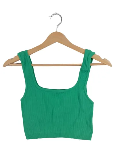 ZARA Damen Geripptes Trägertop Crop Top Grün Gr. M/L Basic