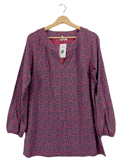 Deerberg Damen Bluse Pink M Florales Muster Baumwolle Elasthan