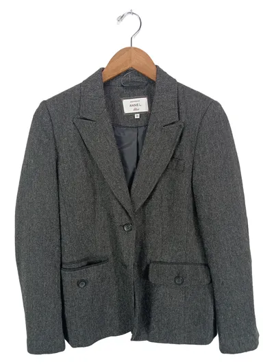 ANNE L. Select Damen Blazer Gr. 36 Grau Fischgrät Ellbogenpatches