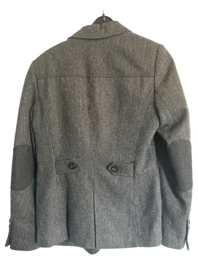 ANNE L. Select Damen Blazer Gr. 36 Grau Fischgrät Ellbogenpatches