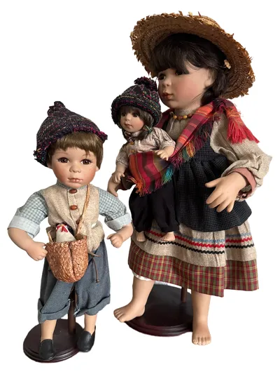 WENZ Porzellanpuppen Familie Baby Künstlerpuppe Limited Edition 1997 Mehrfarbig