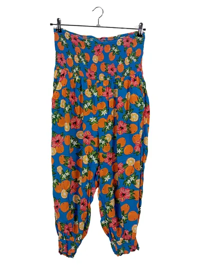 Blutsgeschwister Damen Stoffhose M Haremshose Mehrfarbig Orangen Blumenmuster