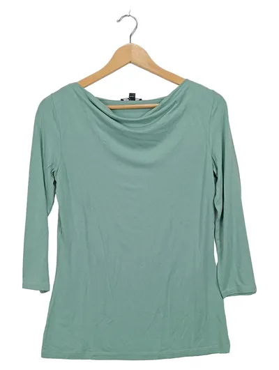 Comma Damen Langarmshirt Gr. 36/S Grün Wasserfallausschnitt Elegant