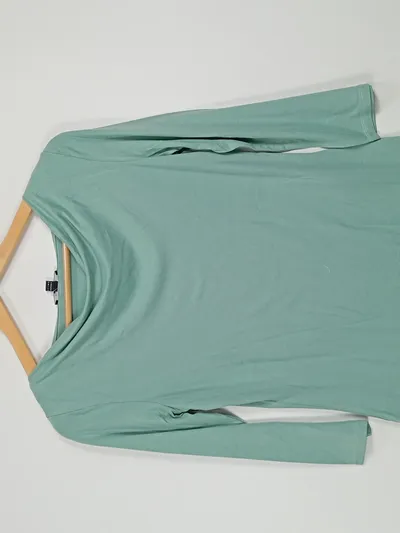 Comma Damen Langarmshirt Gr. 36/S Grün Wasserfallausschnitt Elegant