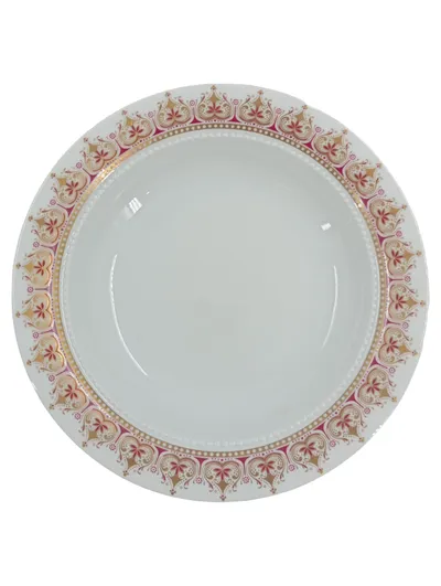 Eschenbach Bavaria Porzellan Essteller Weiß Gold Rot Blumenmuster 22cm