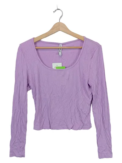 Pageone Damen Langarmshirt Gr. M Lila Rippstrick Viskose Basic