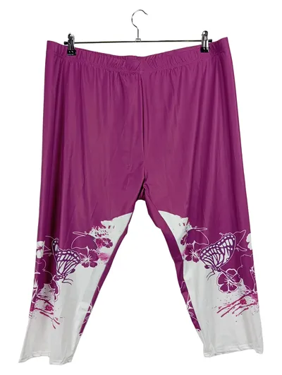 EMERY ROSE Damen Leggings Gr. 50 Lila Schmetterlings Blumen Muster Komfortabel