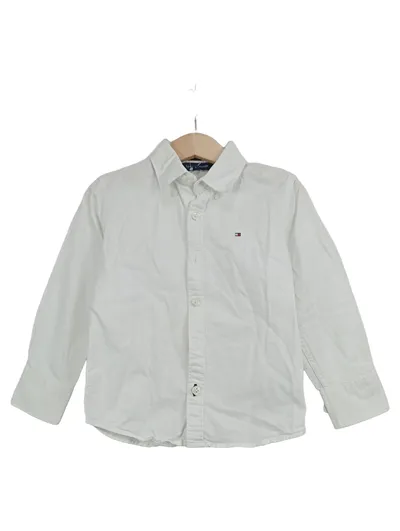 Tommy Hilfiger Hemd Kinder Gr. 104 Weiß Baumwolle Langarm Business