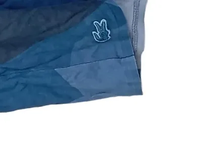 Lacoste Damen T-Shirt Blau Geometrisch Gr. 42 XL Kurzarm Baumwolle