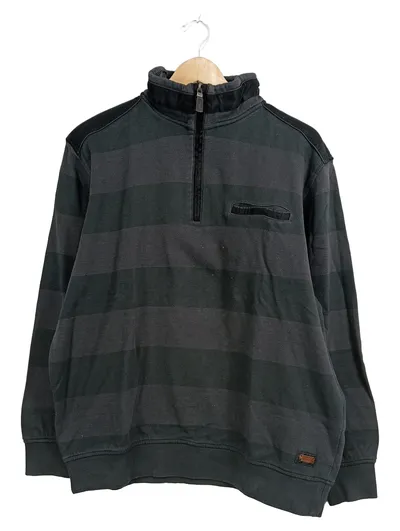 REDMOND Casual Herren Pullover Troyer Gr. XL Grau Gestreift Baumwolle