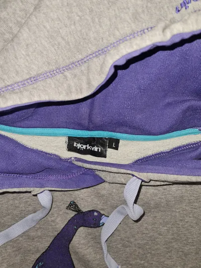 Björkvin Damen Kapuzenpullover Pfau Motiv Grau Gr. L Hoodie