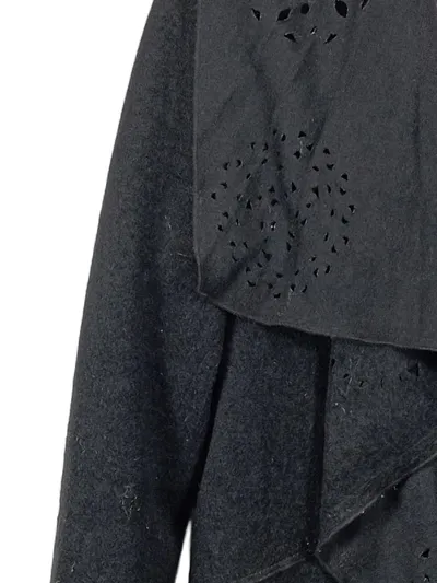 BiBA Damen Strickjacke Gr. 38 Schwarz Elegant Lochmuster