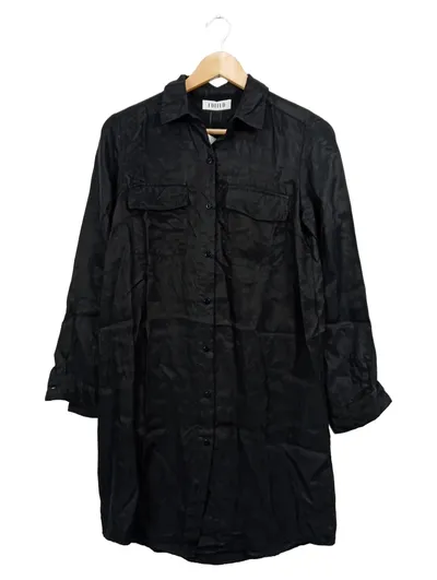 Edited Hemdbluse Damen Gr. 34/XS Schwarz Uni Langarm Casual Cupro Viskose