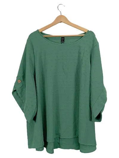 EMERY ROSE Damen T-Shirt Gr. 50 Grün Casual 3/4-Arm Strukturmuster