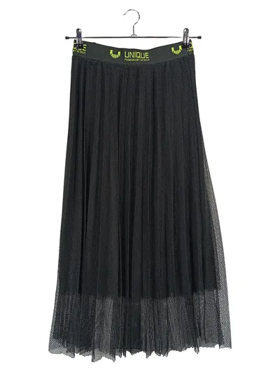 UNIQUE Damen Faltenrock Tüllrock Gr. 36/S Schwarz Elegant Maxirock
