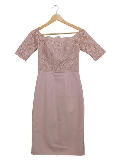 Chi Chi London Damen festliches Kleid Spitze Rosa Gr. 34/XS Elegant Midikleid