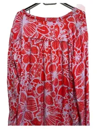 Emily van den Bergh Damen Bluse Gr. 42 Rot Blumenmuster Langarm Viskose 2