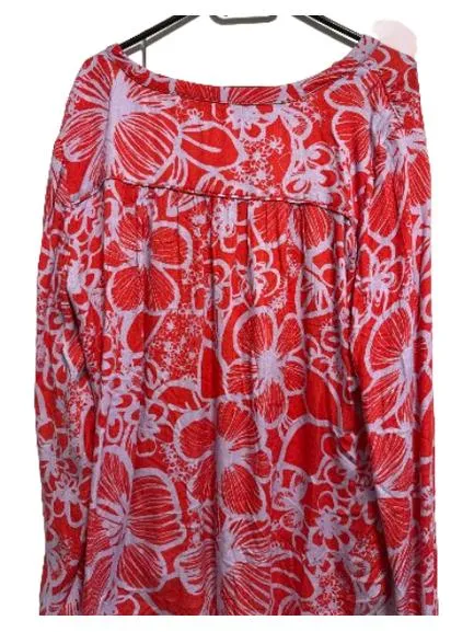 Emily van den Bergh Damen Bluse Gr. 42 Rot Blumenmuster Langarm Viskose 2