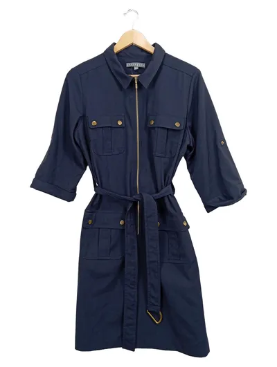 Sharagano Damen Blusenkleid Hemdblusenkleid Gr. 40;L Blau Casual
