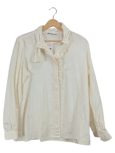 Mario Rosella Damen Bluse Gr. 40 Weiß Rüschen Schleife Elegant