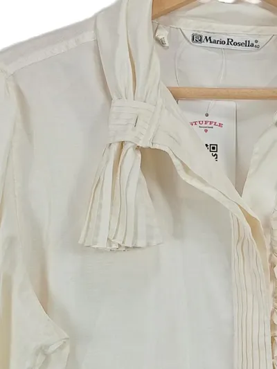Mario Rosella Damen Bluse Gr. 40 Weiß Rüschen Schleife Elegant