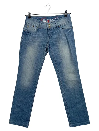 EDC by Esprit Damen Slim Fit Jeans Blau W28 L29 Used Look Stretch