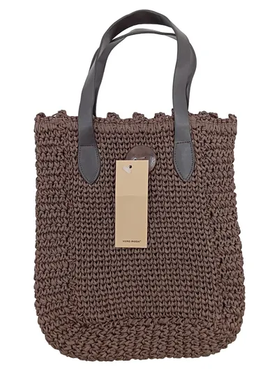 Vero Moda Damen Shopper Tasche Braun Stroh Casual